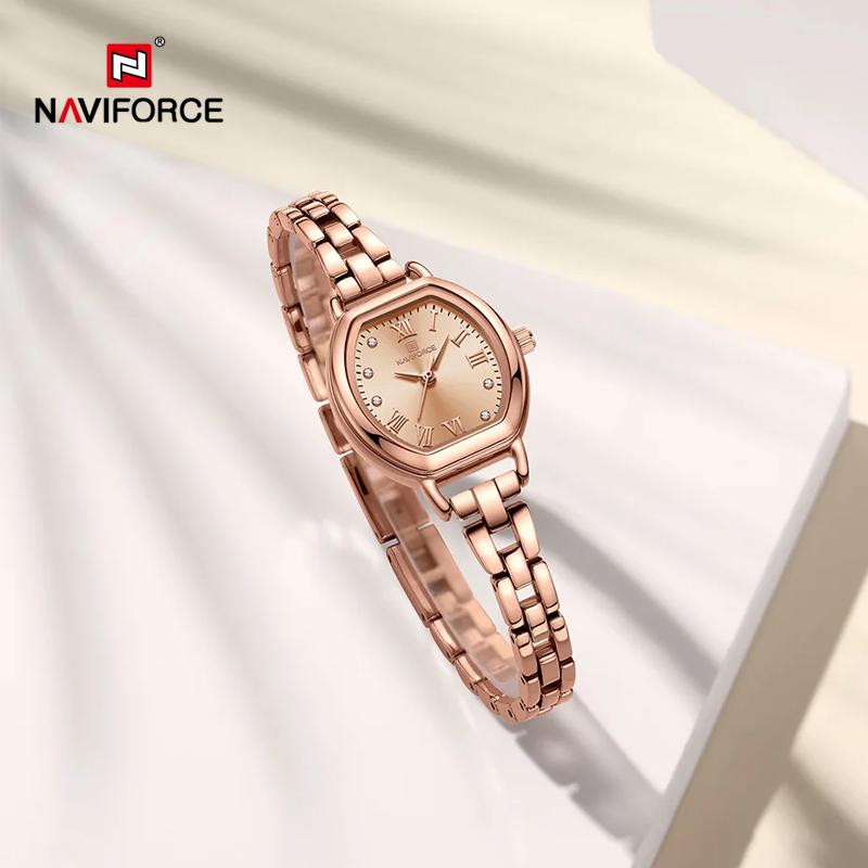 NAVIFORCE 5035 Alloy Bracelet Quartz Wristwatch Waterproof Charming Female Clock Wristwatch (Rose)